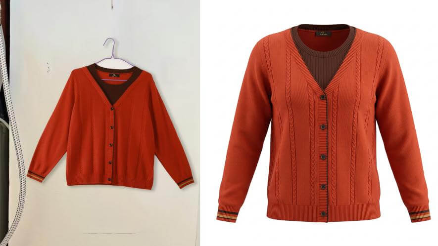 Before and after ghost mannequin product photo